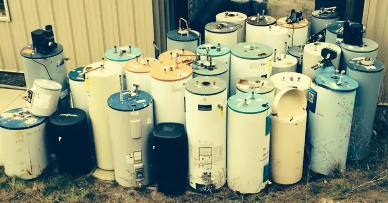A row of water heaters waiting to be installed